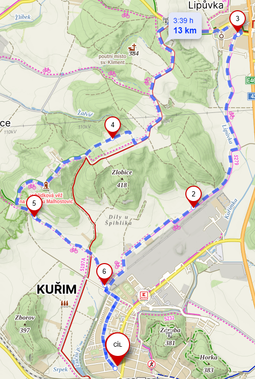 Mapa trasy 10 km