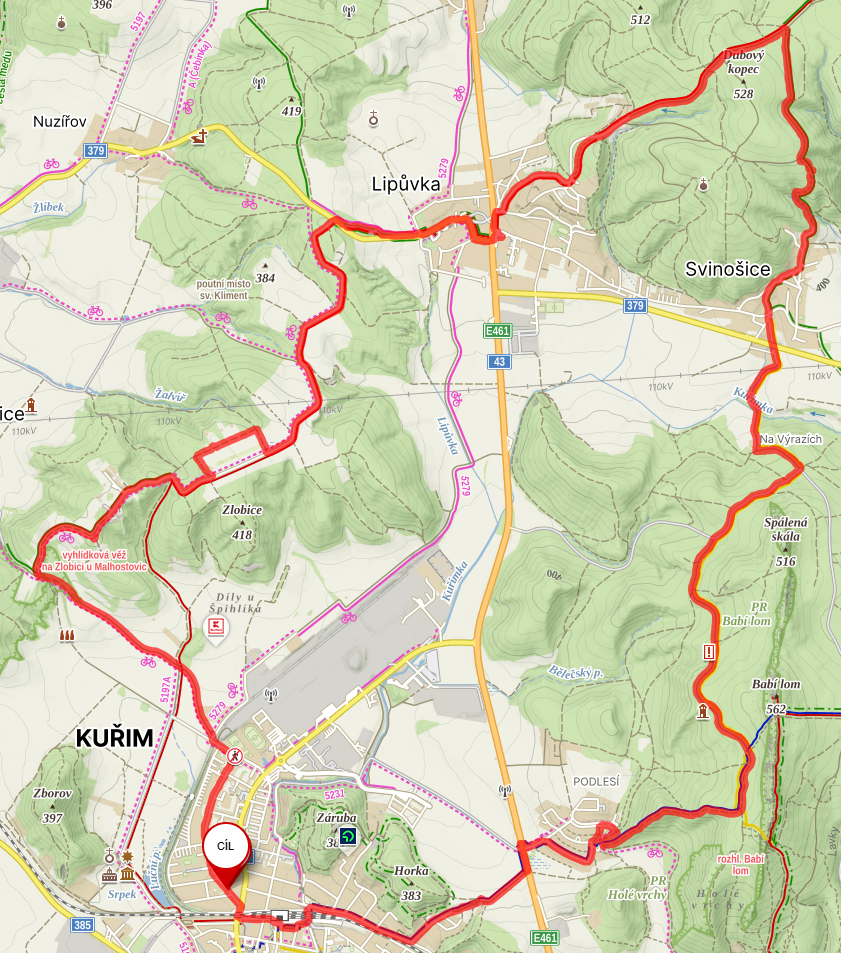Mapa trasy 20 km