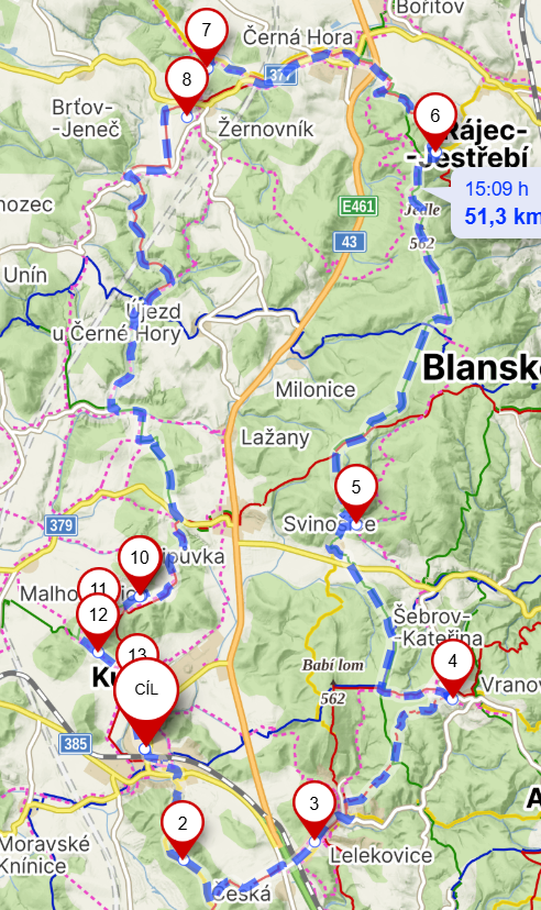 Mapa trasy 50 km